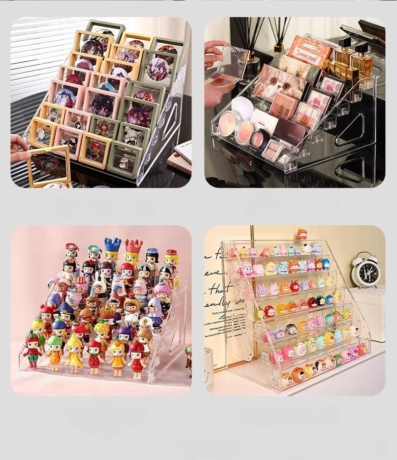 Clear Acrylic Display Stand Multi-Tier Step Riser Shelf for Collectibles, Anime Figures, Badges, Pops & Figurines – Versatile Organizer for Home, Retail & Live Stream Showcase, Dustproof Display Rack for Desk Storage & Collection Exhibition