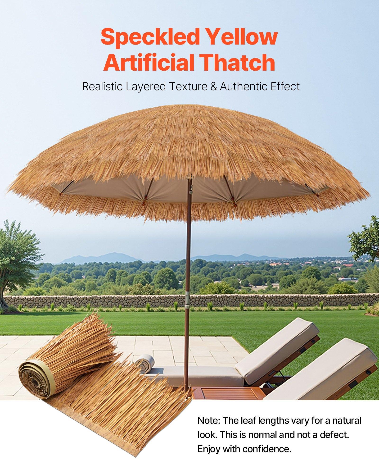 VEVOR PE Artificial Thatch Grass Roof Roll, 1.6x16.4 Ft (197x19.7 In), Mexican-Tiki Hawaiian Style, Waterproof, Fire-Resistant, 7.28 lbs, Patio/Pool Outdoor/Indoor Decor for Tiki Bar Hut Skirt, DIY Accent
