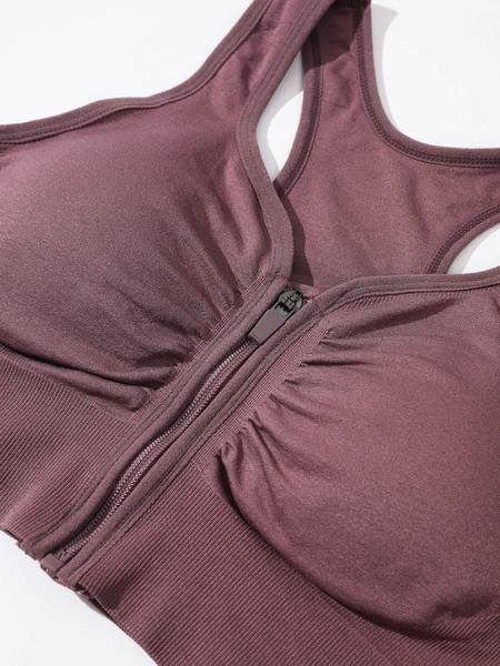 Women's Plus Size Backless Zipper Vest Style Yoga Top, Tight-Fitting All-Season Workout Tank, Moderate Fabric Comfort Wear