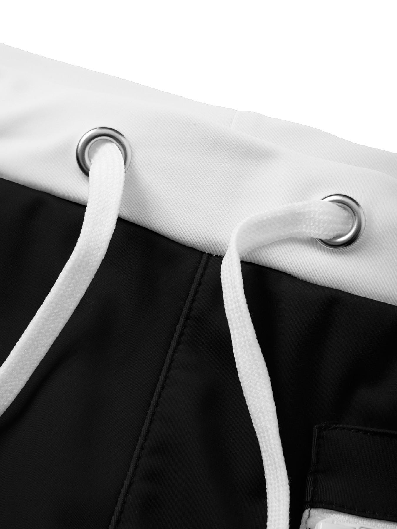 Men's Solid Color Quick Dry Swimwear Swimming Beach Board Shorts with Mesh Lining and Pockets Drawstring Design Elastic Waist