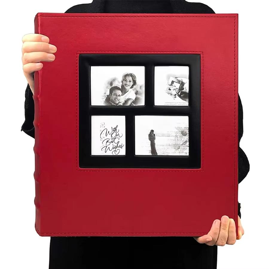 Photo Album 4x6 500 Photos Black Pages Leather Cover Wedding Family Photo Albums Holds 500 Horizontal and Vertical Photos