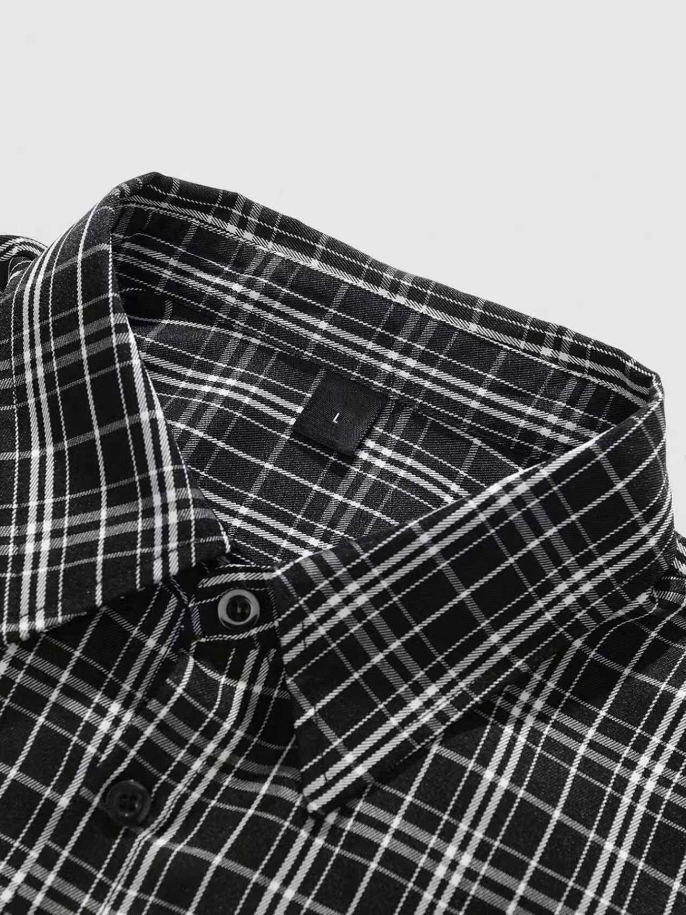 Men's Black White Plaid Short Sleeve Button Down Shirt, Y2K Vintage Checkered Collared Top, Casual Streetwear for Daily, Summer #springsaledeals2026 #summeroutfits #tiktokshopmademebuyit #menfashion
