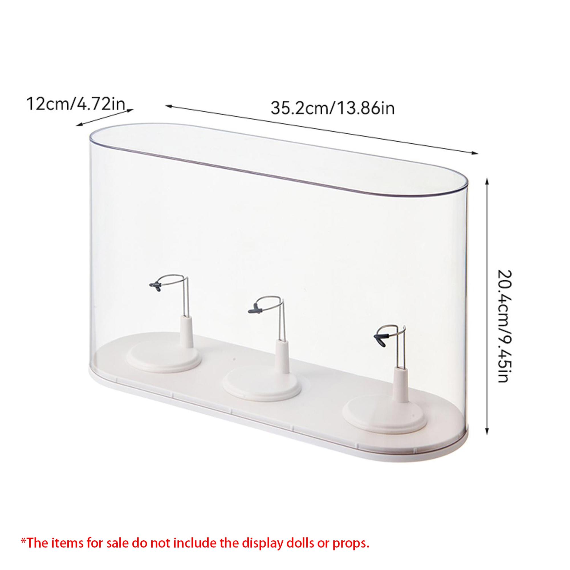 Trendy Plush Keychain Display Case with 3 Independent Stands, Stackable and Combinable, Suitable for Plush Keychains and Figurines like Labubu, Skullpanda, DIMOO, HIRONO, MOLLY, Stylish Keychain