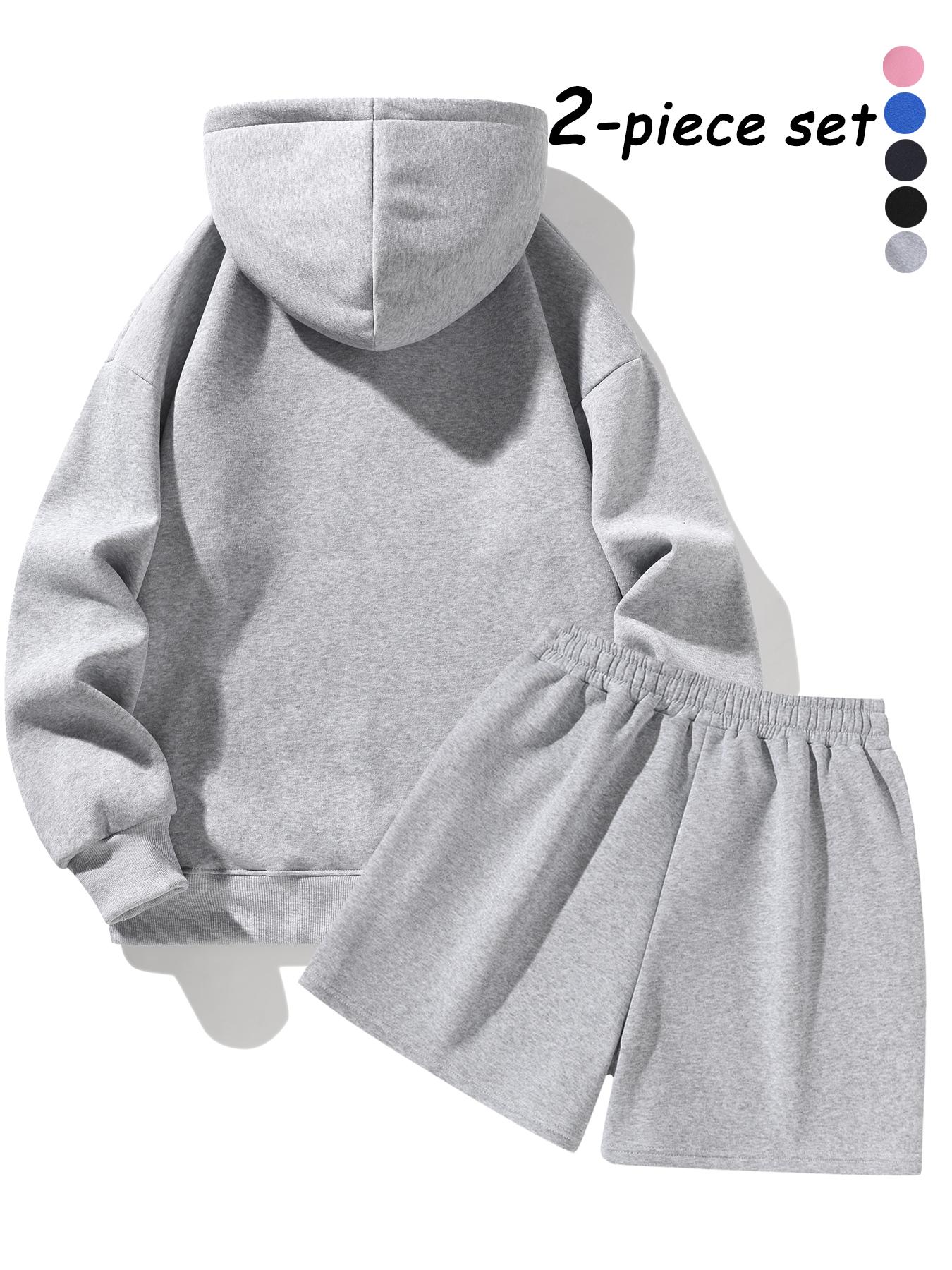 Men's Half-Zip Hoodie with Shorts Two-Piece Set, Streetwear Tracksuit Set, Basic Style Comfortable and Warm Sports Jogging Set, Suitable for Daily Wear, Outdoor Activities, Running and Workouts – Available for Men and Women.