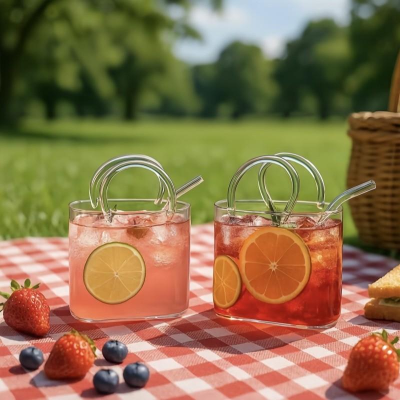 1/2/4 piece 26oz Creative Handbag Shaped Thick-Bottom Glass Cup, Food Grade Easy Clean Multi-Function Cup, 3-In-1 For Drink Fish Tank Vase, Party Birthday Christmas Gift For Women, Home Decor High-Appearance Cup