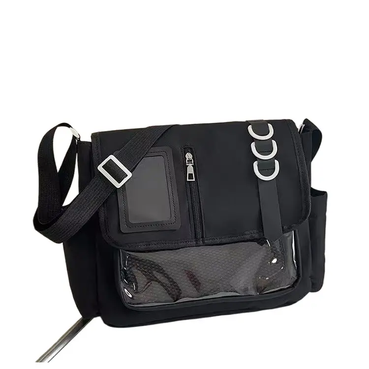 Ultra Light Nylon Crossbody Bag For School Cute Patchwork Shoulder Bag Trendy Transparent Ita Bag With Stitching Casual Campus Style Everyday Essential For Teens Solid Color Wear Resistant Polyester Lining,back to school,back to school haul