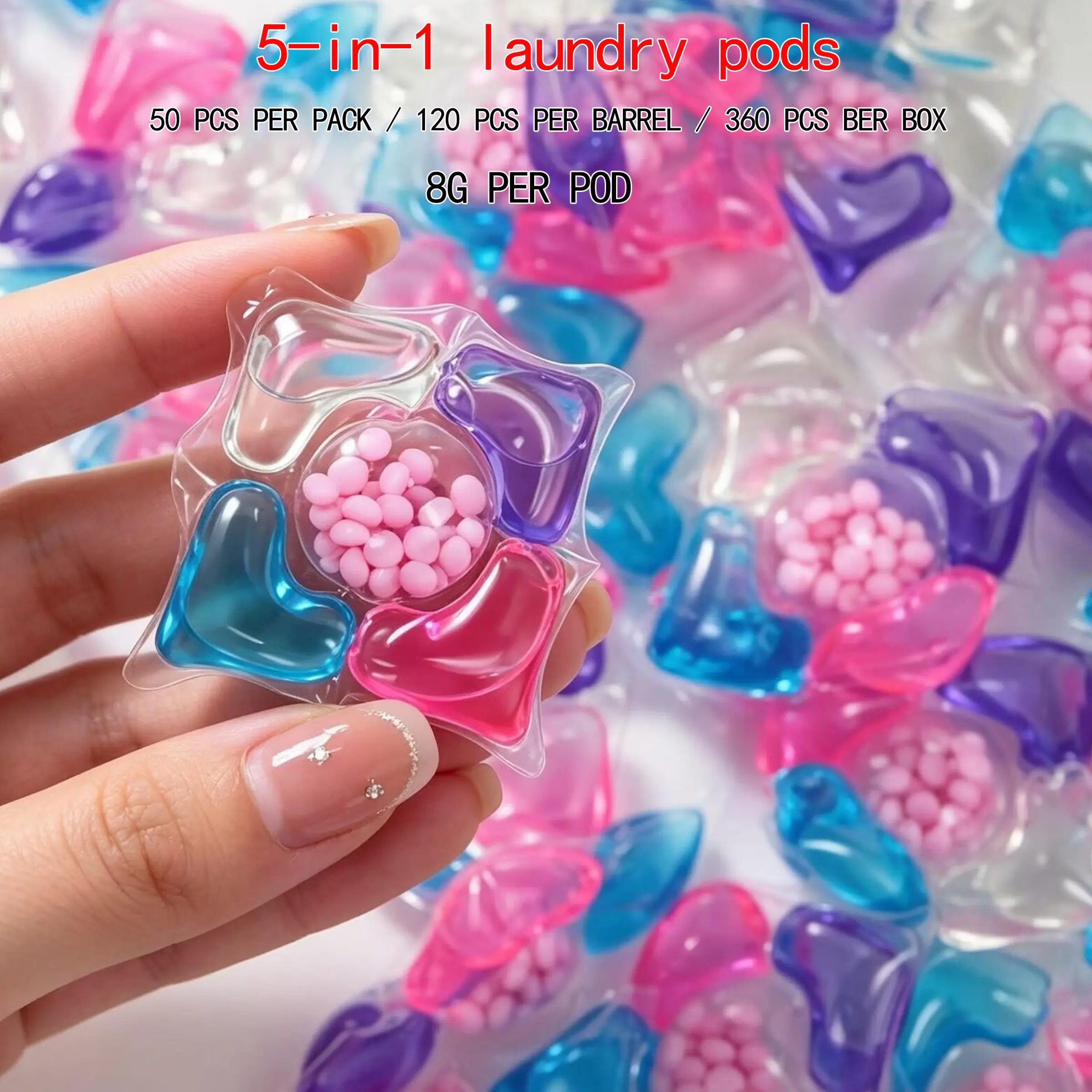 Laundry detergent, 50 pods/120 pods/360 pods, Color 5-in-1 laundry pods, trusted gentle laundry powder, 100% free of harsh residues: ultra-concentrated cleaning, removes stains, fresh scent