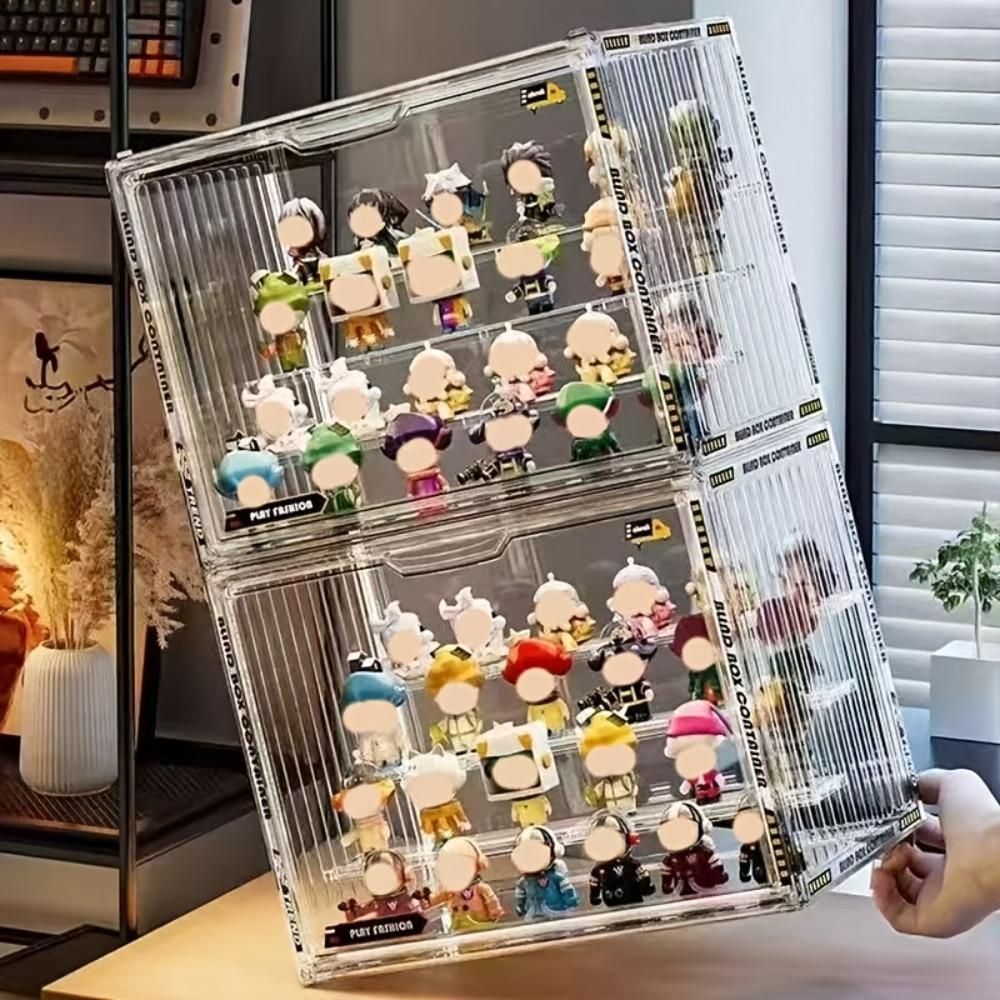 4-Tier Clear Acrylic Display Case for Action Figures, Dustproof Collectibles Storage Organizer Box with Adjustable Dividers