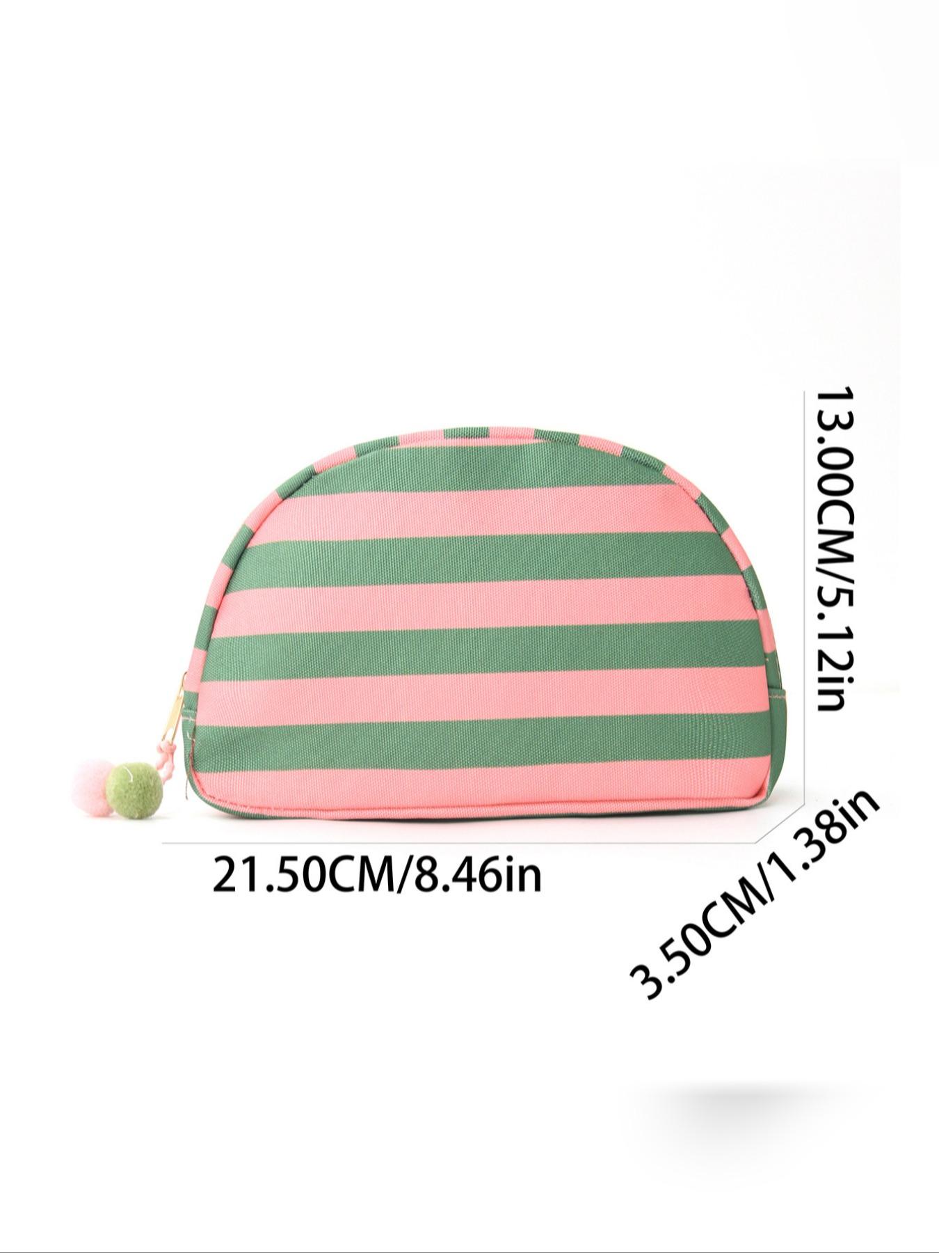 High-Value Striped Shell Storage Bag, Dopa Makeup Travel Fashion Simple Portable Washbag, Casual Style Zipper Design, All Seasons Use, Cosmetic Pouch, Makeup Organizer Pouch