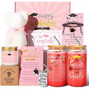Graduation Gifts for Women Her 2026, Graduation Gift Box Set, College High School Graduation Present College Master Doctor Include 16OZ Glass Cup & Notebook & Bracelet (Pink)