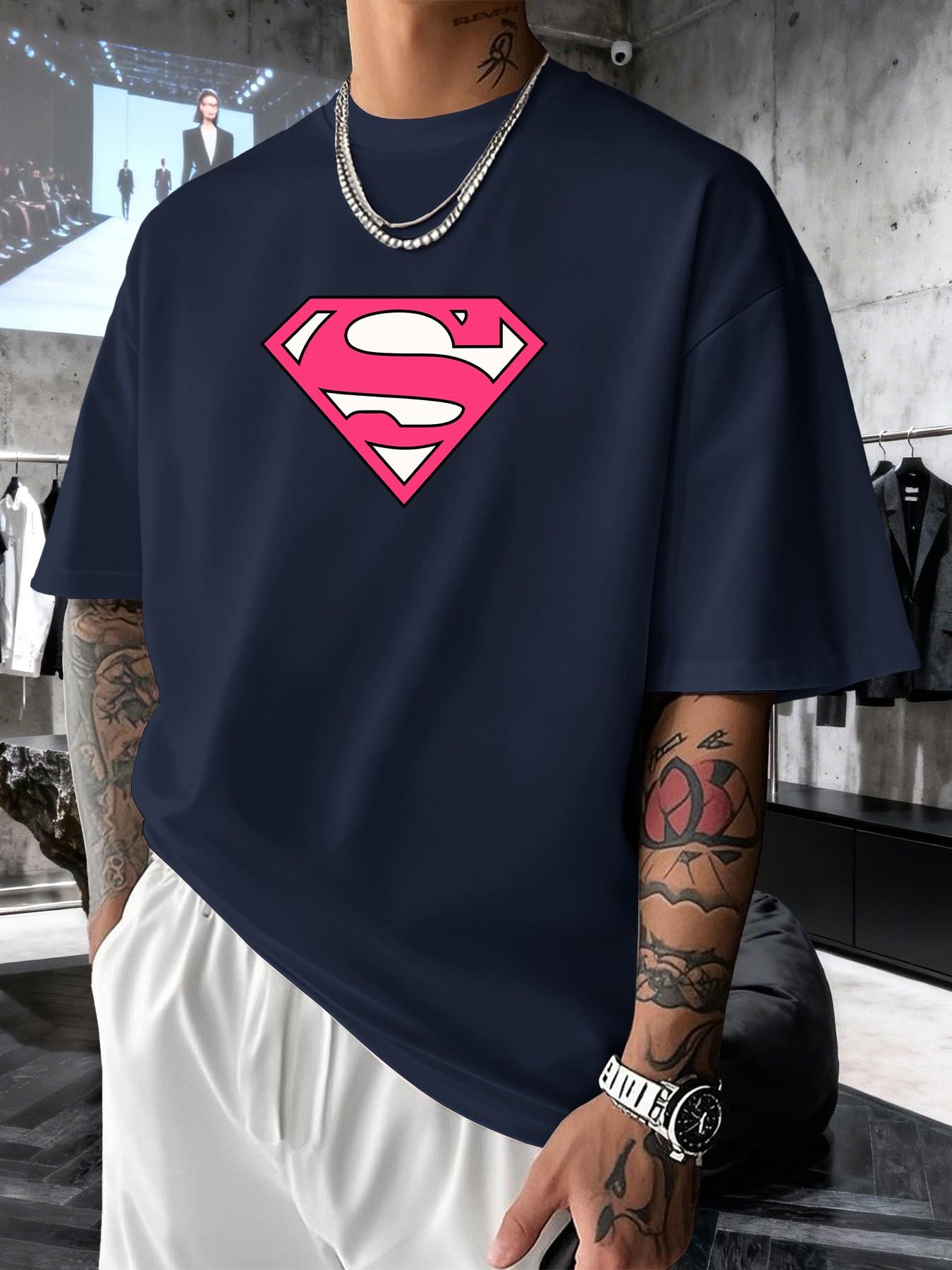 Superman S Classic Logo Men's Fashion Short Sleeve Round Neck Casual Summer T-Shirt, Suitable for Daily Wear