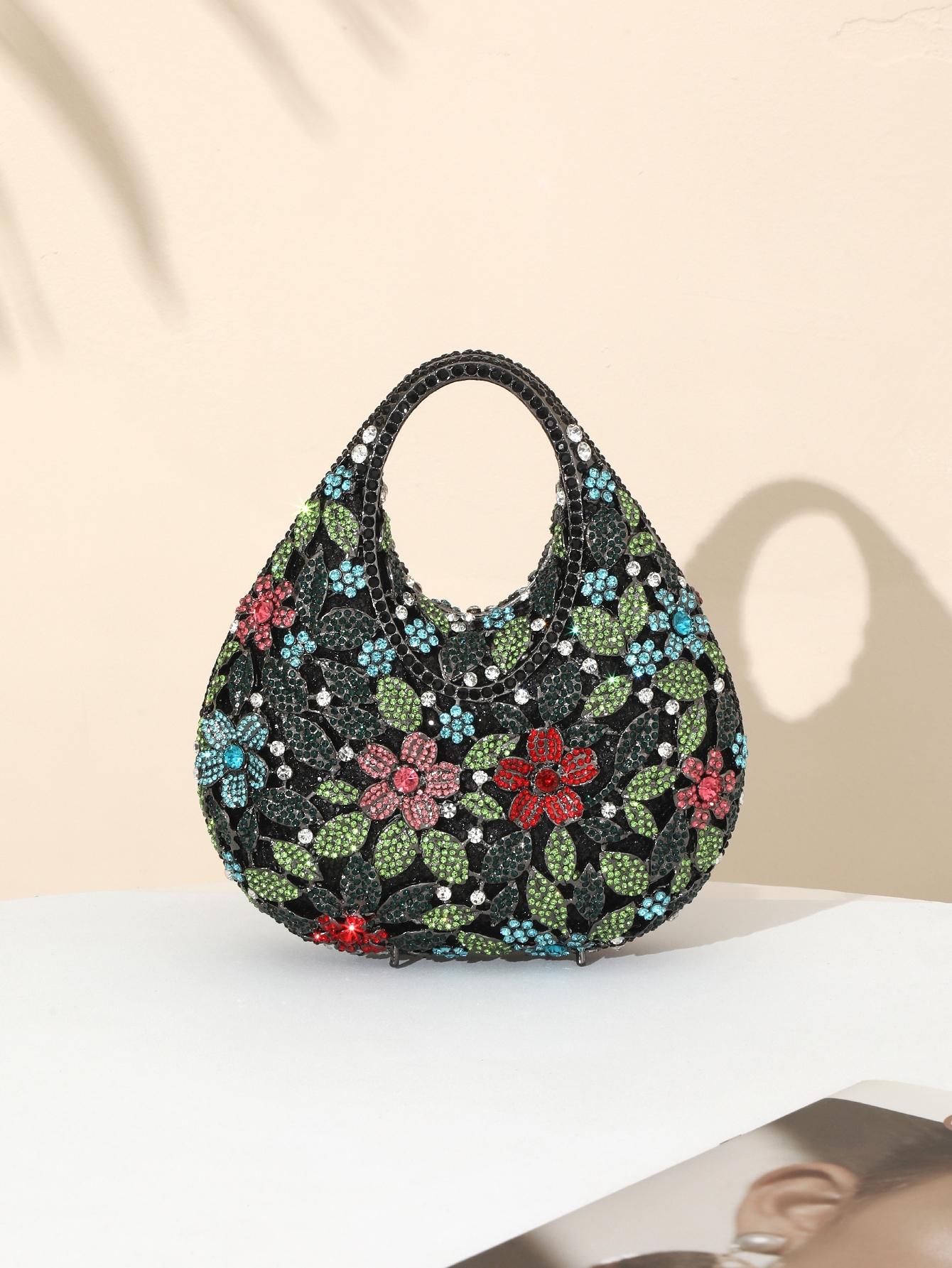 Elegant Crystal Evening Clutch, Handmade Metal Diamond Bag, Perfect for Weddings, Parties, Dinners, Luxurious Sparkling Design