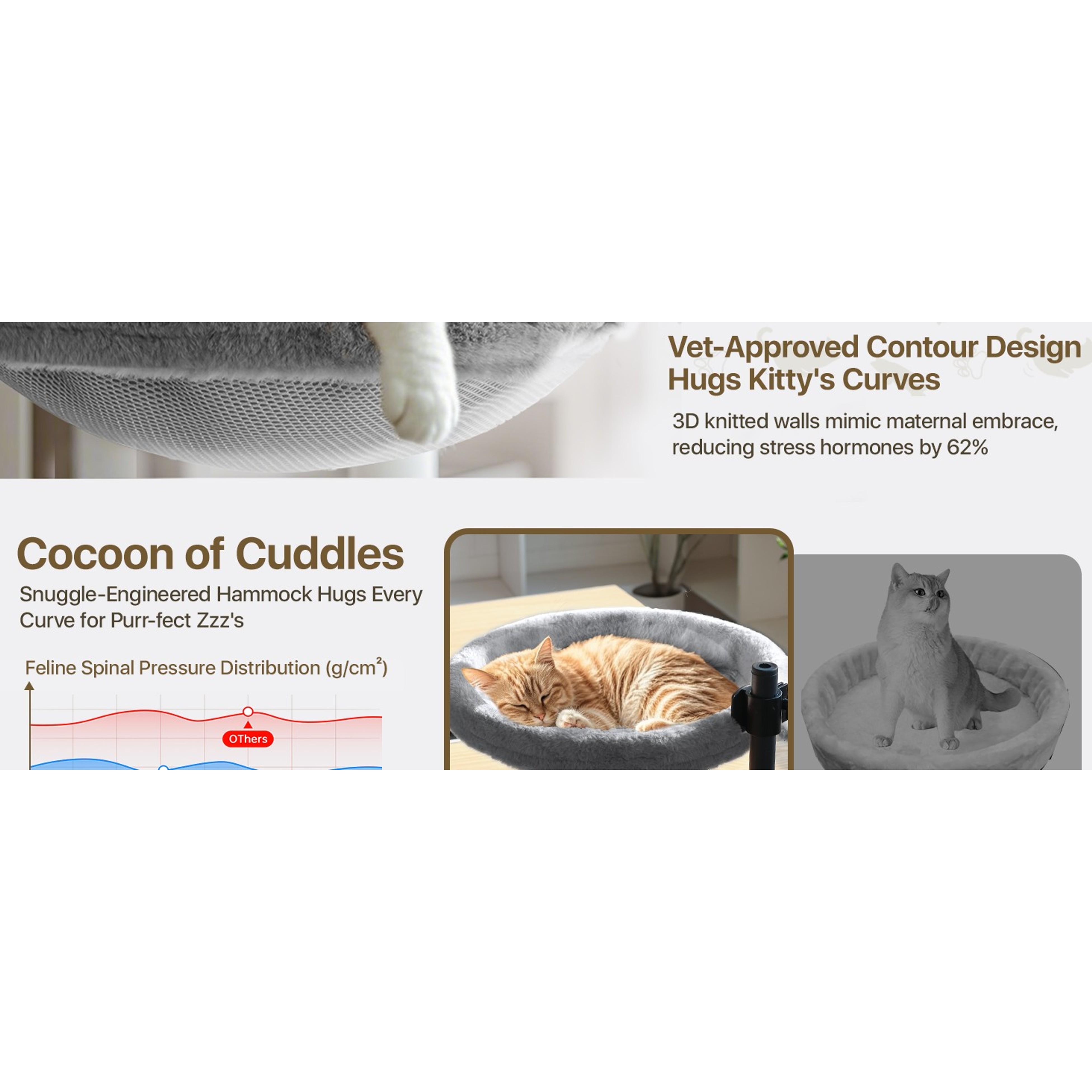 Grey Modern Cat Desk Bed - 360° Rotating Adjustable Shelf Hammock, Removable Soft Fabric Pet Nest, Relaxing Spot Attachment for Home Office Game Tables Grey Modern Cat Desk Bed - 360° Rotating Adjustable Shelf Hammock, Removable Soft Fabric Pet Nest, Relaxing Spot Attachment for Home Office Game Tables