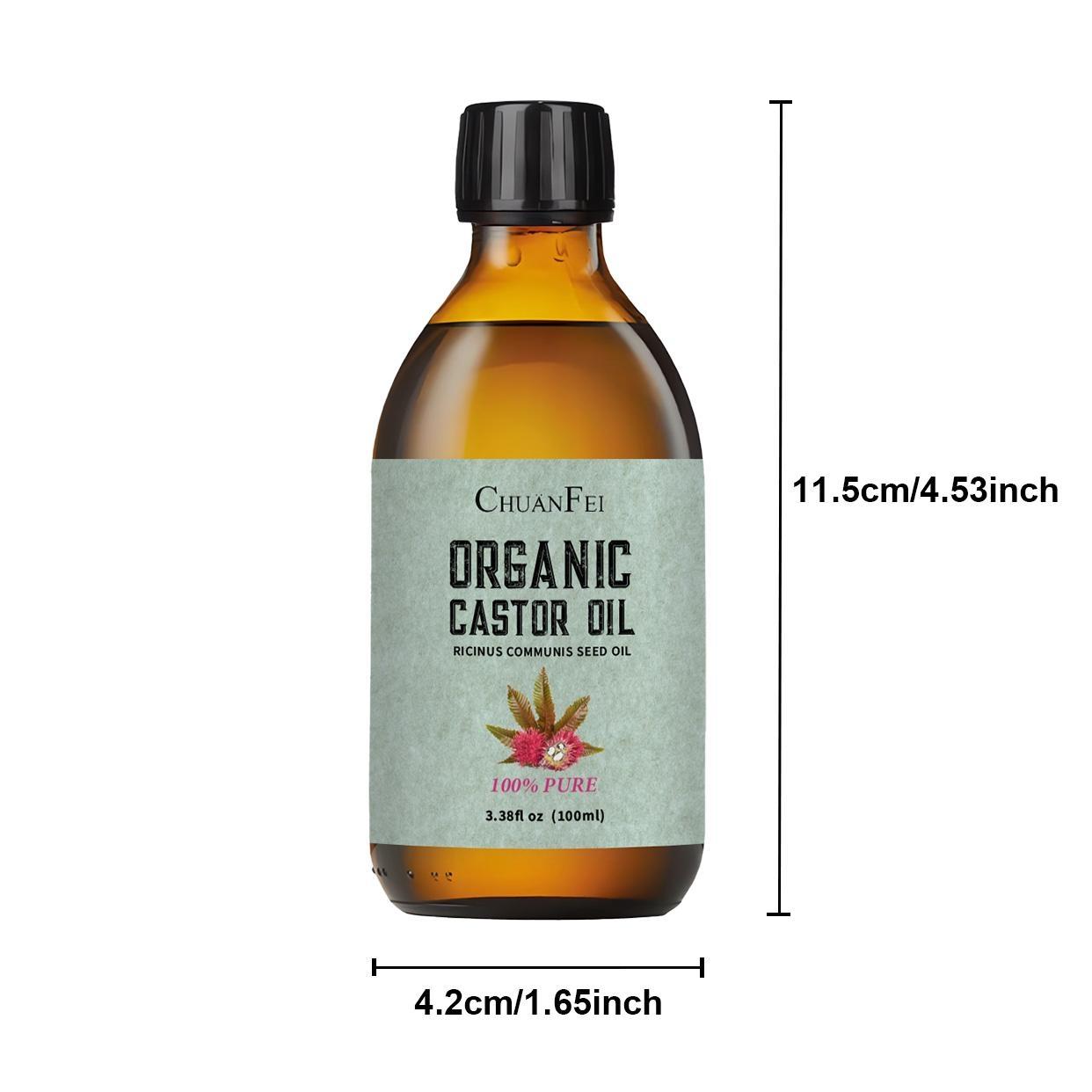 Organic Castor Oil 100ML Glass Bottle, Organic Health Ingredients No Fragrance, Face Hair Skin Full Body Care