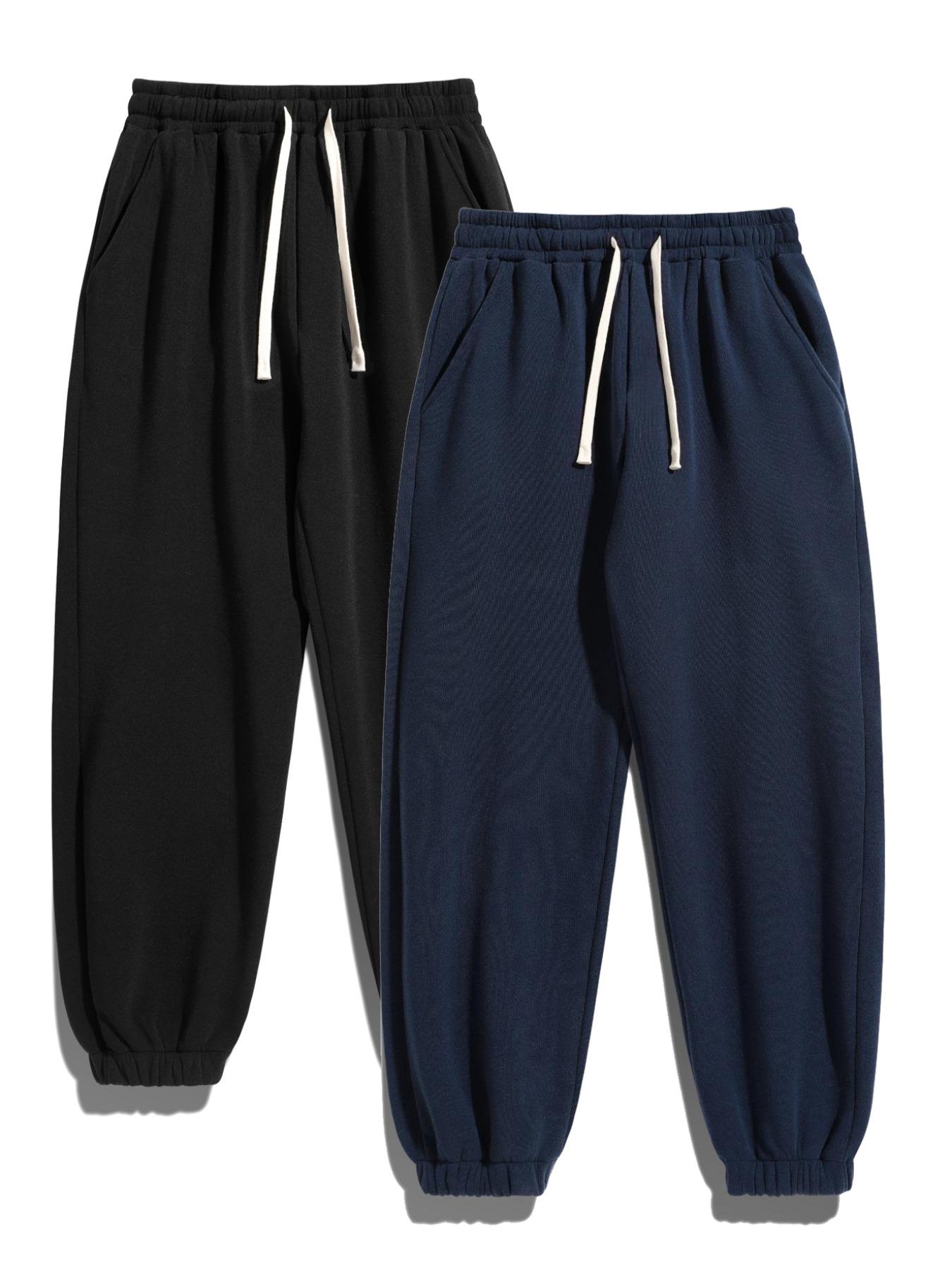 Men's Casual Fleece Drawstring Pants, Comfortable Warmth for Daily Wear, Sports & Outdoor Activities, Men's Jogger Sweatpants, Drawstring Waist Sweatpants