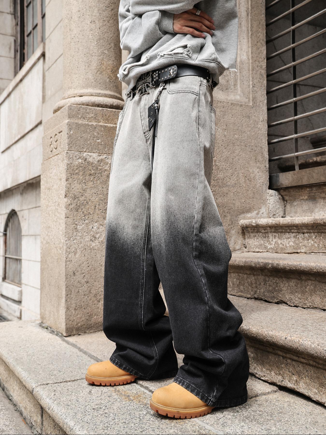 Four-Season Gradient Washed Vintage Loose Straight Jeans, Y2K Street Style Denim Jeans, Perfect Gift for Husband or Boyfriend