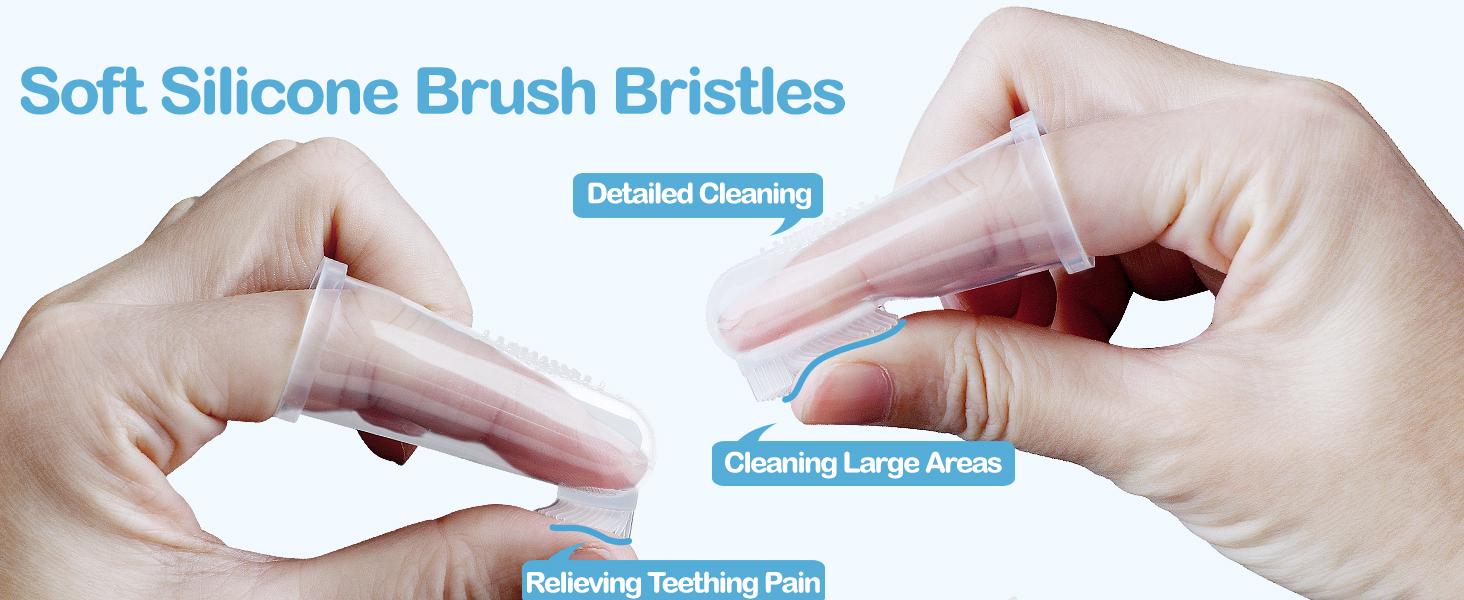 Baby Finger Toothbrush for Training Teething, Newborns Toddler Silicone Baby Toothbrush,Baby Oral Cleaner Massager,2PCS