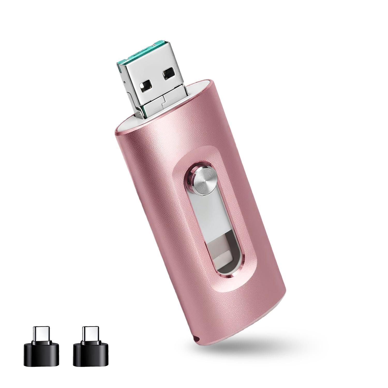 3 in 1 Flash Drive (App Required) - High Speed USB 3.0 Memory Stick with Free Type-C Adapter for iPhone/iPad/Android/PC, OTG Flash Pen Drive for Photos & Videos Backup