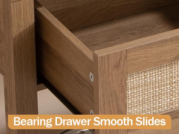 SICOTAS Console Table with Rattan Drawers - Unique Boho Rattan Entryway Table Side Table with Storage, Small Console Tables for Entryway, Entry Table for Hallway, Sofa Table Coffee Table, Spacious Storage, Stable and Sturdy