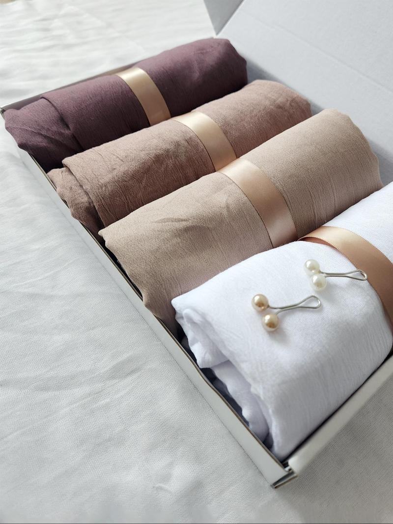 Women's Plain Jersey Head Scarf Set, Breathable & Comfortable Design, Suitable for All Occasions, Includes 2 Scarf Clips, Modest Style