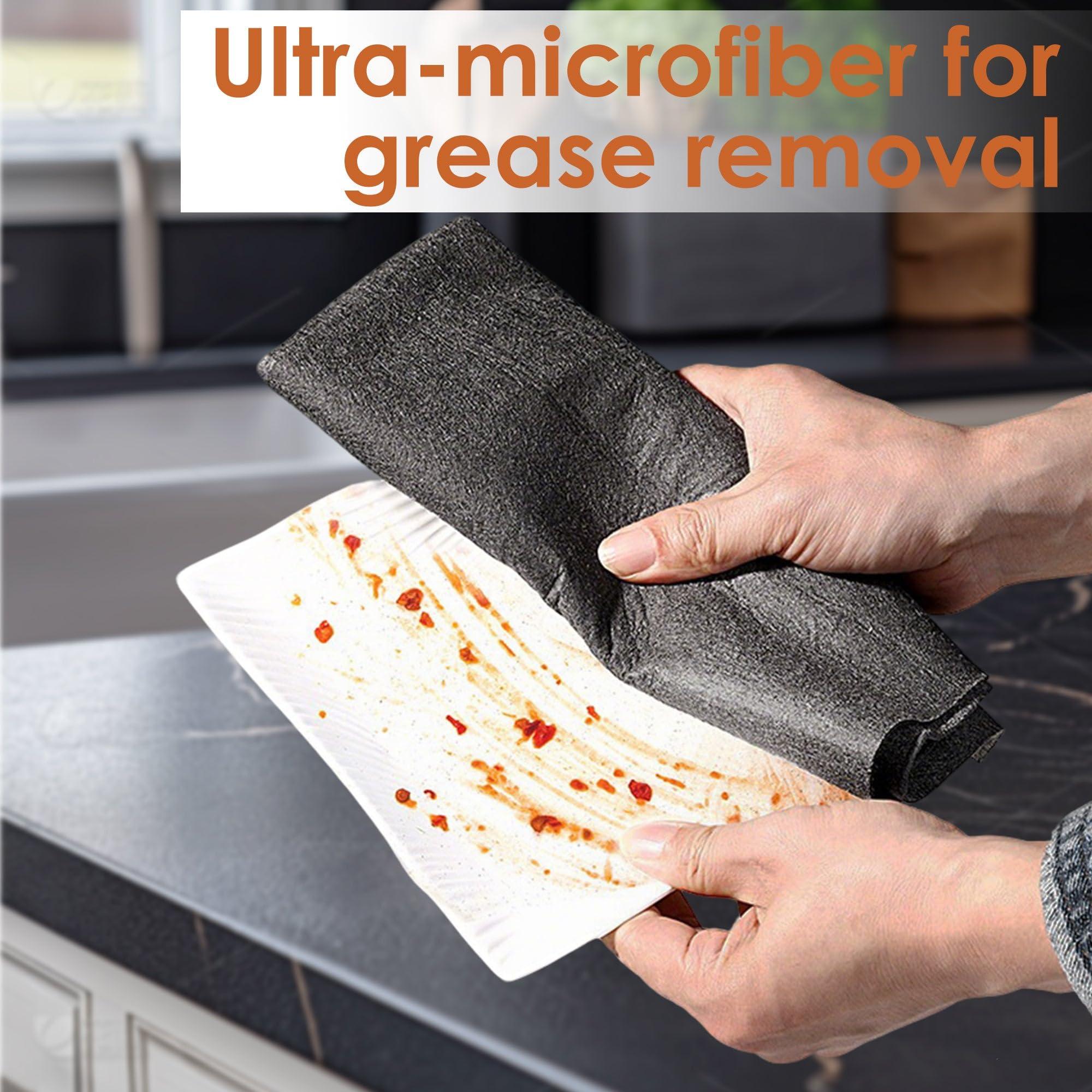 10 Pcs Lint Free Cloth,Reusable Microfiber Cleaning Rag for Windows,Mirror,Glass,Car,Gray，Thickened Magic Cleaning Cloth