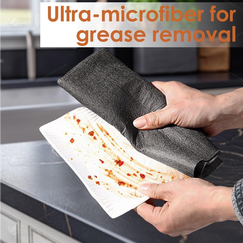 10 Pcs Lint Free Cloth,Reusable Microfiber Cleaning Rag for Windows,Mirror,Glass,Car,Gray，Thickened Magic Cleaning Cloth