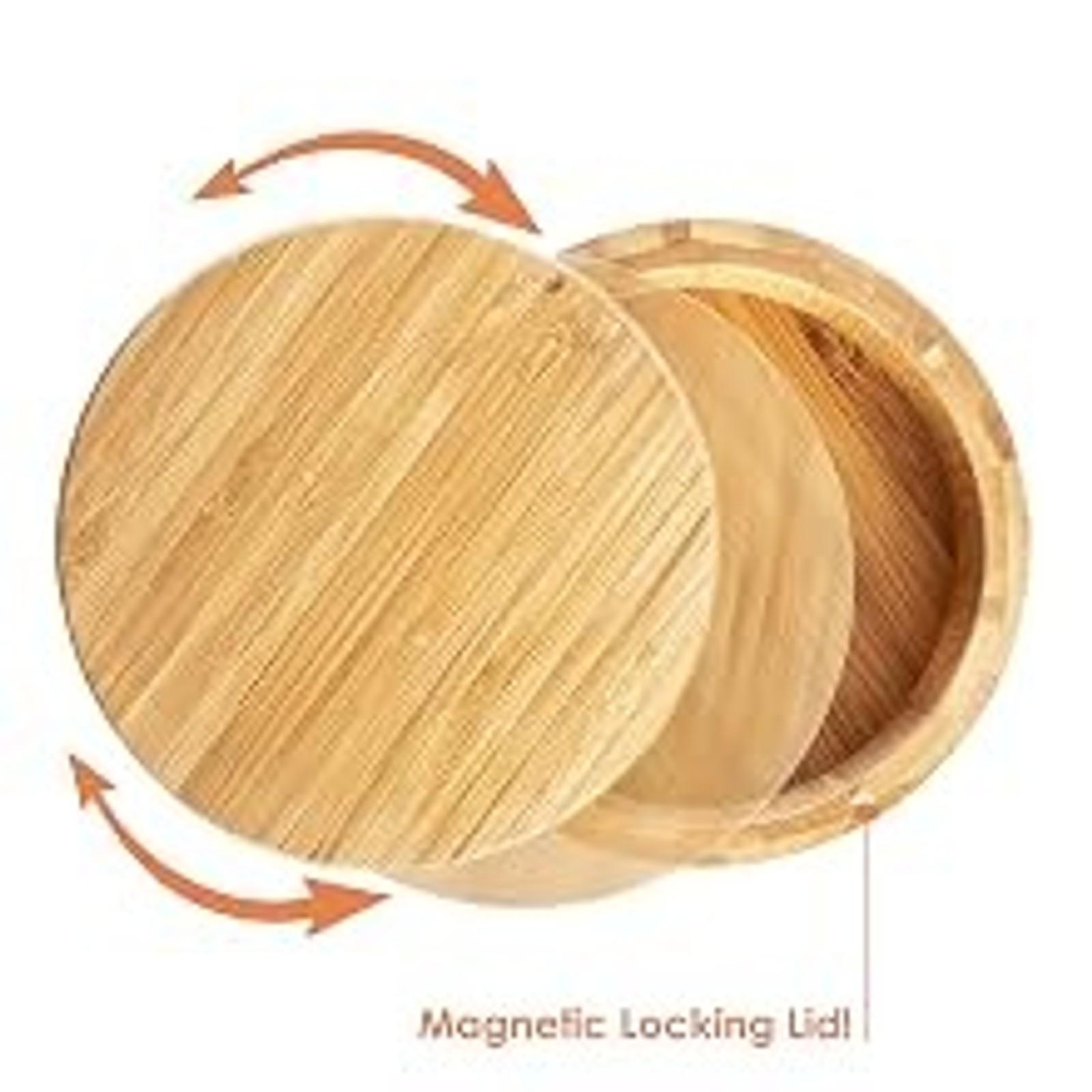 Margarita Salt Rimmer - Eco Bamboo Cocktail Bar Tool with Swivel Lid, Magnetic Closure, Salt Storage for Margaritas, Round Shape Margarita Salt Rimmer - Eco Bamboo Cocktail Bar Tool with Swivel Lid, Magnetic Closure, Salt Storage for Margaritas, Round Shape
