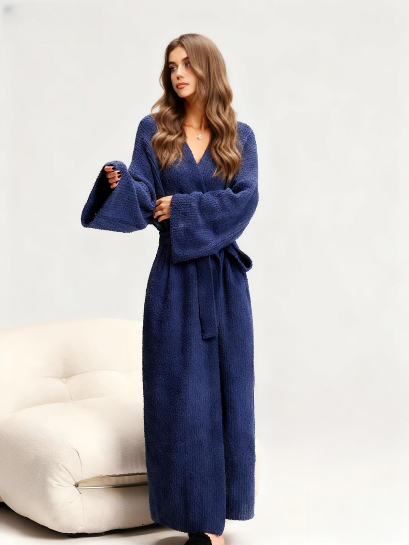 【COZY Soft Plush Feel】Women's Double-Sided Fleece Robe｜Thickened Long Plush Casual Loungewear｜Warm Flannel Pajamas for Fall & Winter｜Soft, Cozy, and Wearable Indoors & Outdoors