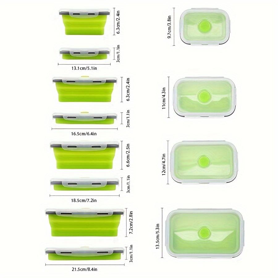 Silicone Collapsible Lunch Box Set, Space-Saving Design with Lids, Portable & Multi-size Containers for School, Office, & Travel