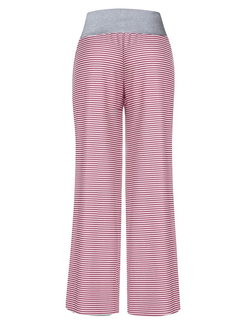 Women's Patchwork Drawstring Waist Wide Leg Pants, Casual Sporty Trousers, Casual Comfy Trousers for Spring & Fall, Women's Bottoms for Daily Wear, Womenswear