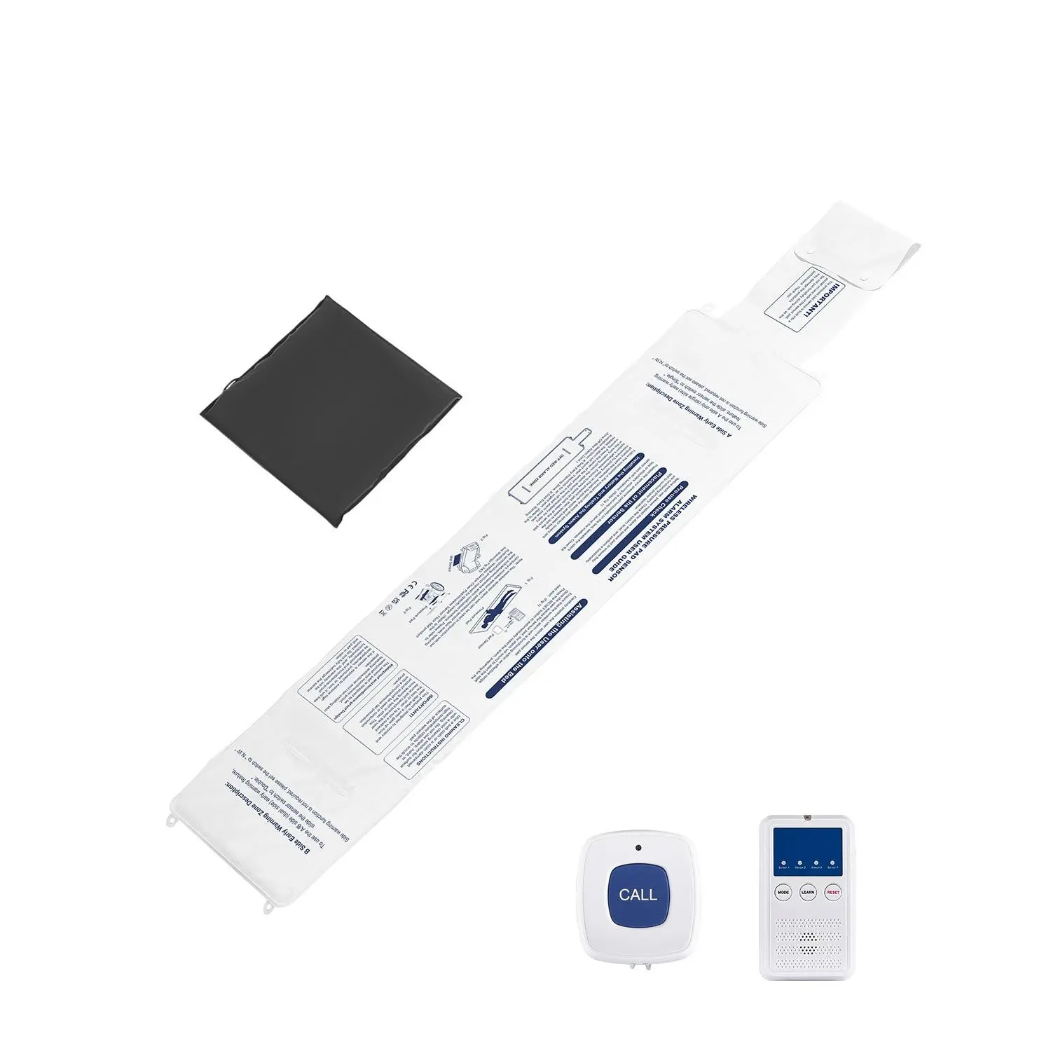VEVOR Early Alert Bed Alarm System, Wireless Bed and Chair Sensor Pad with Call Button Pager, Pre-Alert Safety Bed Alarms and Fall Prevention for Elderly, Dementia Patients, and Adults