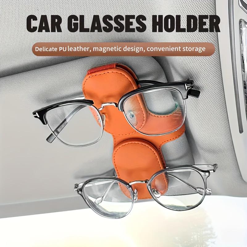 Magnetic PU Leather Car Glasses Holder: Eyeglass Clip for Sun Visor