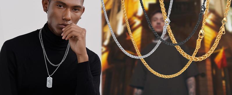 PROSTEEL Wheat Chain Necklace Stainless Steel Width 3mm/6mm Length 18-30 inches Pendant Accessories Unisex For Men Women Black Friday with Gift Box