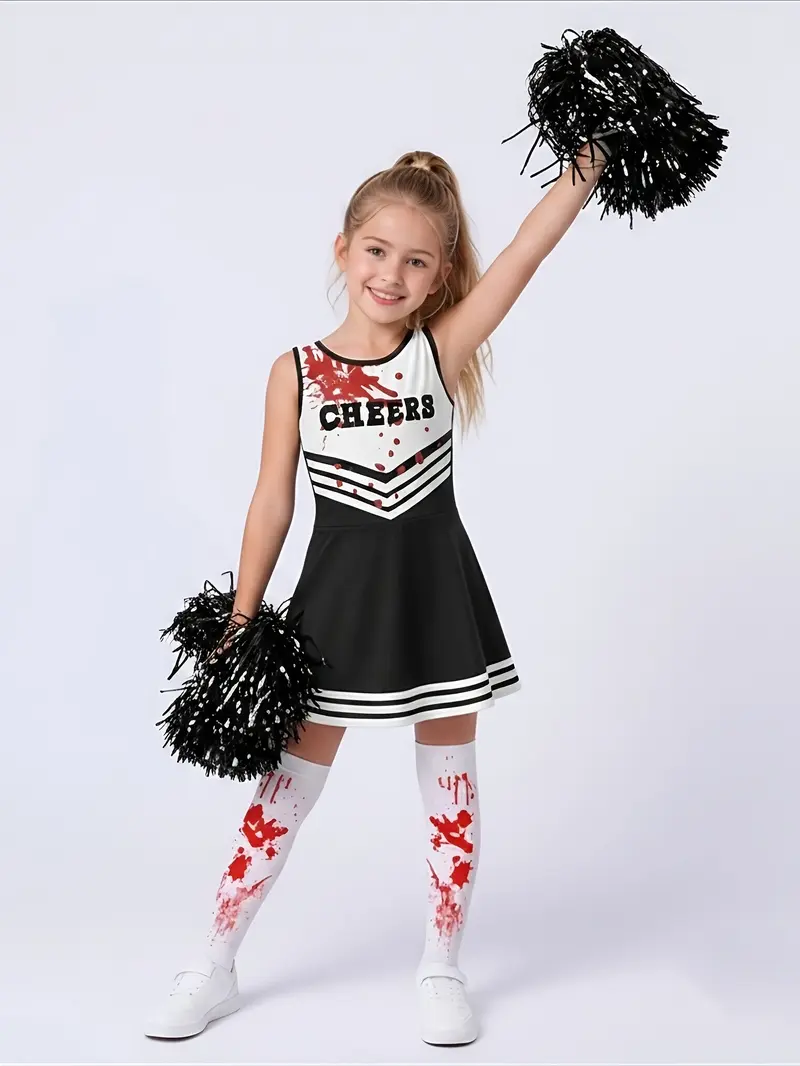 Halloween Girls' Spooky Zombie Cheerleader Halloween Dress, Scary ...