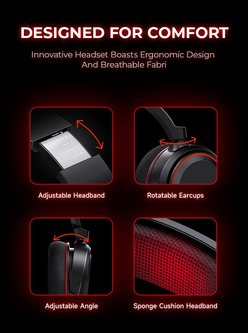 【Live broadcast exclusive】Picun G2 Bluetooth Gaming Headset, 7.1 Surround Sound, Retractable Earbud, 4-in-1 Audio Cable, Electronic 5ms Low Latency, Rechargeable ENC Microphone for PC PS4 PS5 Audio Cable Headphone