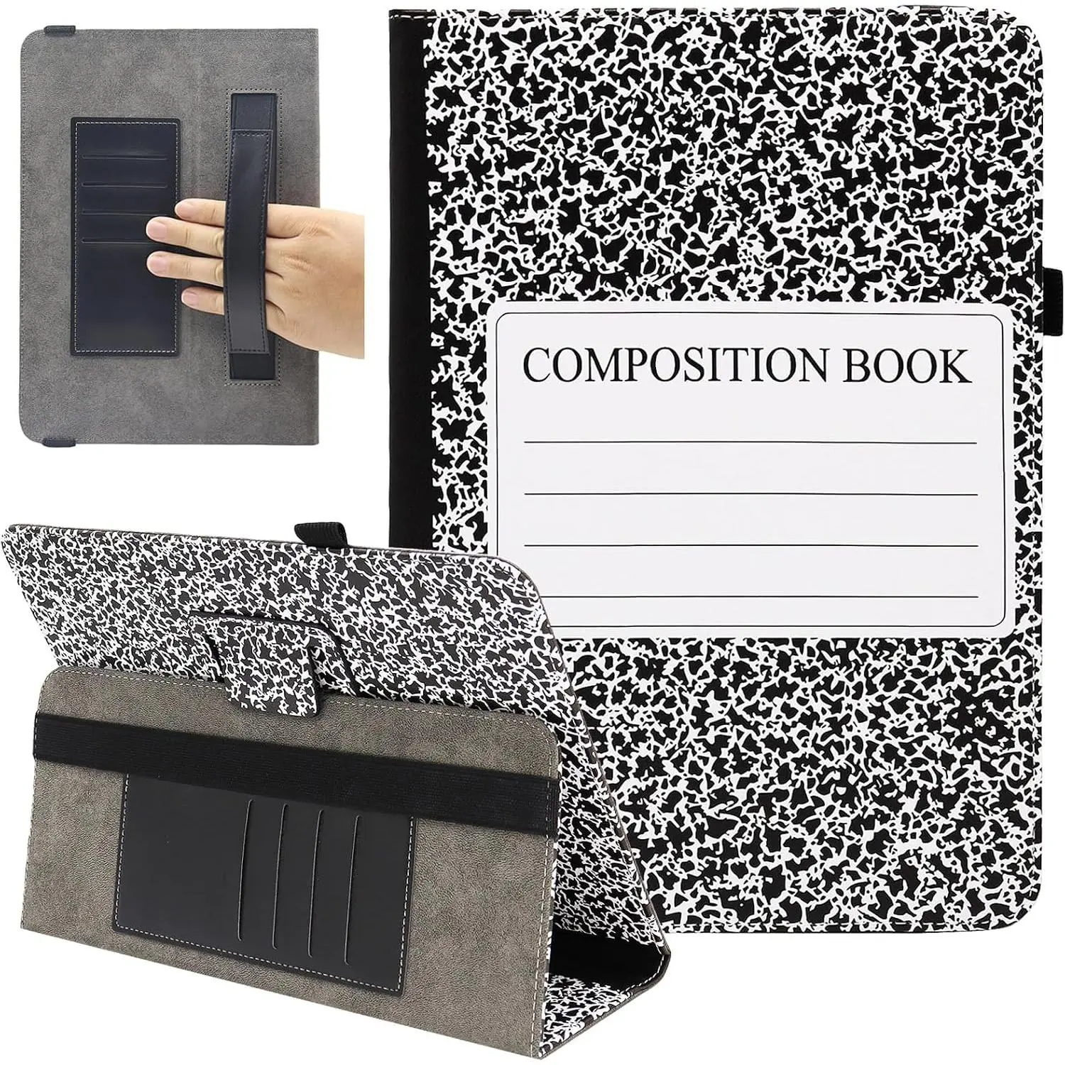 Leather Tablet Case Cover with Book Stand & Card Slot, Shockproof Protection Accessory for 9.6-11 in Android Tablets