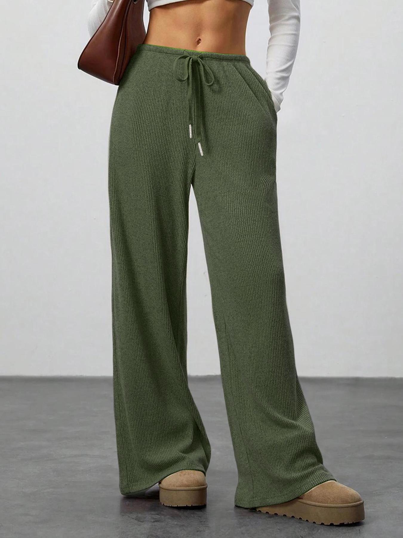 High Waist Comfortable Wide Leg Casual Pants, Versatile Athletic Trousers for Relaxed Fit, Ideal for Everyday Wear Knit