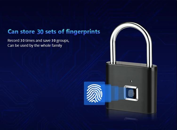 Smart Fingerprint Hanging Lock, USB Rechargeable, Biometric Fingerprint Lock, Zinc Alloy Security, Easy One-Click Operation
