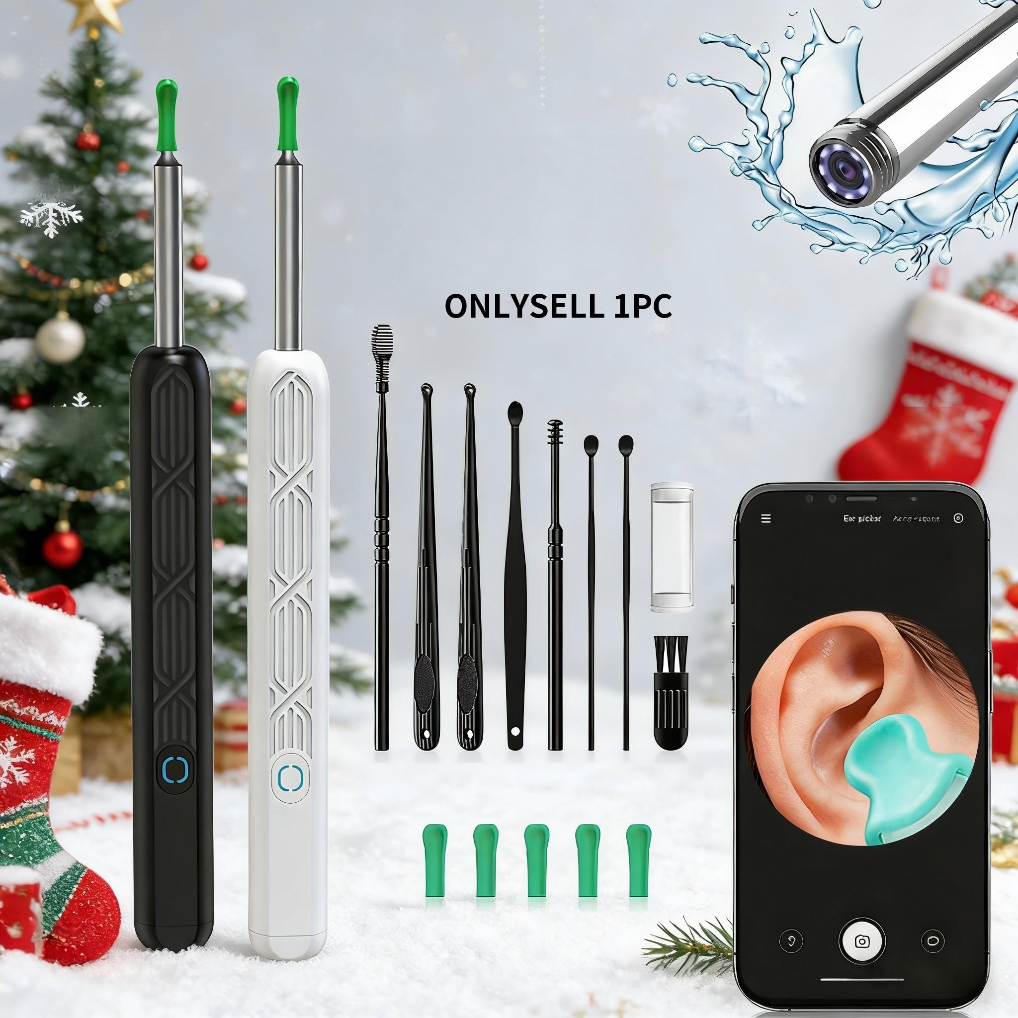 Visual Ear Wax Removal Kit with Camera and Light, Complete 8-Tool Set with 5 Replaceable Ear Scoops, Compatible with iOS & Android, Ear Wax Remover