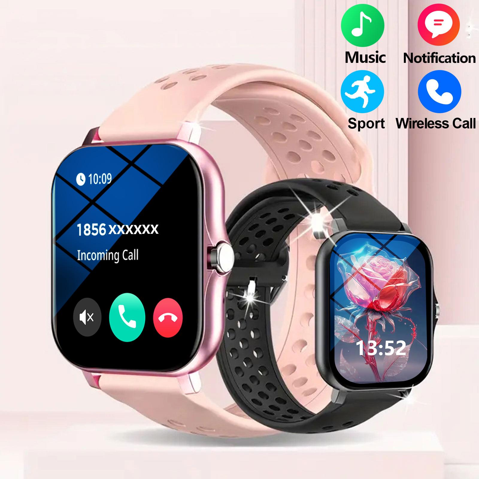 Multifunctional Smart Watch, Fashion Digital Watch with 2 Watch Band, Sports Watch with Multi-Sport Modes & Phone Call for Women & Men