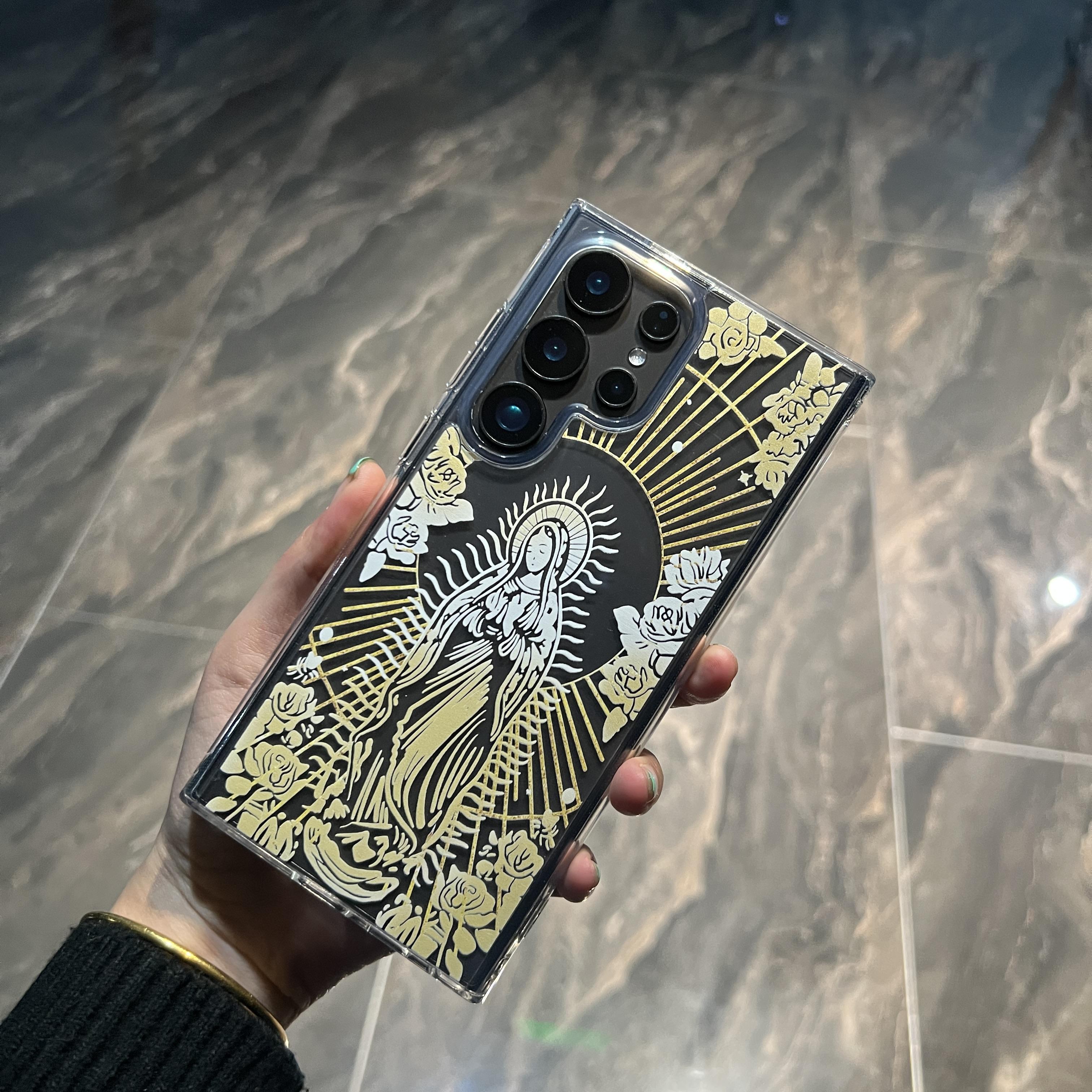 Virgin Mary Pattern Phone Case, All-inclusiveClear Soft TPU Shockproof Cover PhoneAccessories Compatible with  Samsung S24Ultra S23Plus S22Plus S23 S22