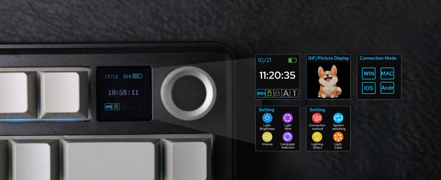 (NEW) Aula F75 MAX Wireless Mechanical Keyboard with TFT Screen and Knob, Gasket Gaming Keyboard in 75% Layout, Hot Swappable, RGB Backlight, for PC/Mac/Linux (Black Gradient) (NEW) Aula F75 MAX Wireless Mechanical Keyboard with TFT Screen and Knob, Gasket Gaming Keyboard in 75% Layout, Hot Swappable, RGB Backlight, for PC/Mac/Linux (Black Gradient)