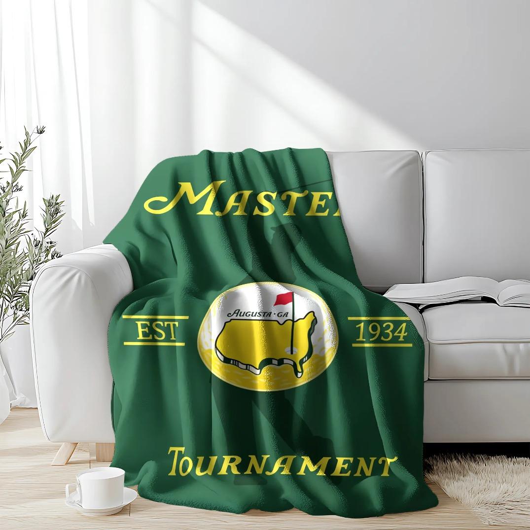 M Golf Tournament Blanket Classic Green Design Golf Course Logo & Golfer Silhouette Soft Cozy Flannel Throw Blanket for Couch Bed Office Travel Camping Sports Lover Gift for Men Women Birthday Christmas Father’s Day Trending Viral Golf Home Decor Blanket