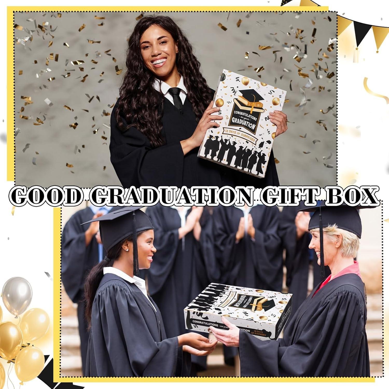 Set of 10 Empty Graduation Gift Boxes with Trays, DIY Gift Box for Creative Gifting, 12-Day Countdown Design