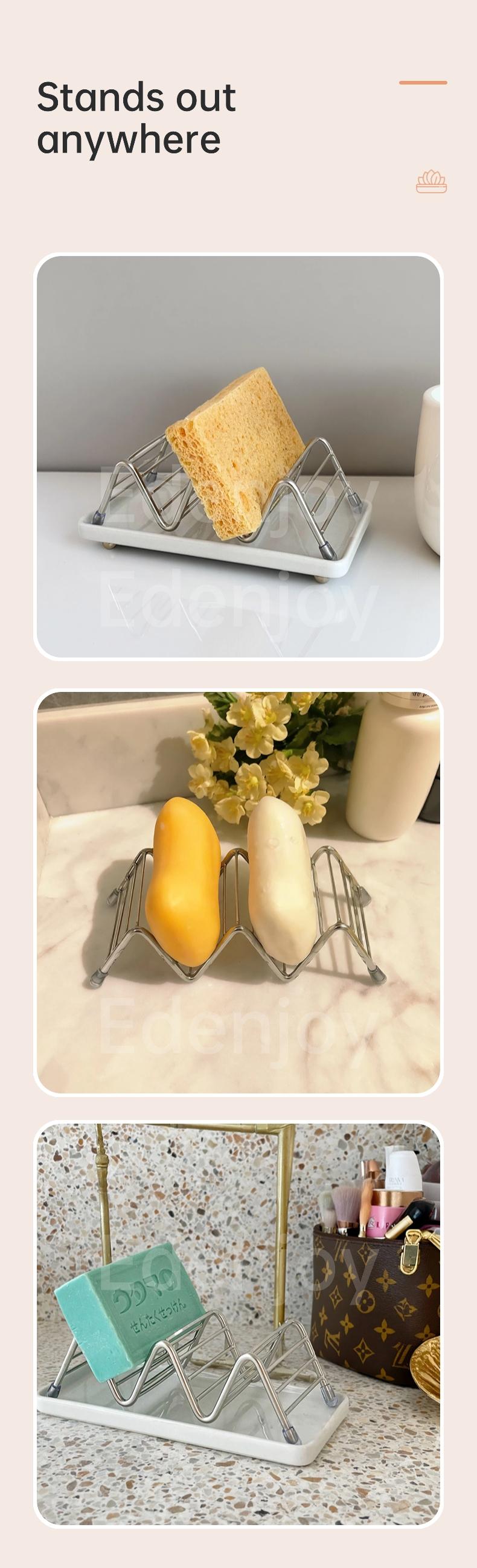 Minimalist Stainless Steel Soap Rack Sponge Draining Holder Kitchen Sink Organizer Multi-Functional Storage Rack for Kitchen