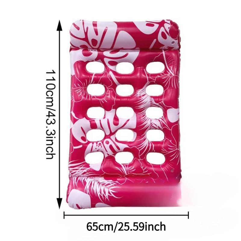 Monstera Leaf Design Inflatable Pool Hole Lounge Float, Foldable Striped Floating Bed, Water Hammock & Single Recliner Float, Ideal for Travel, Family Pool, Vacation, Beach & Sunbathing