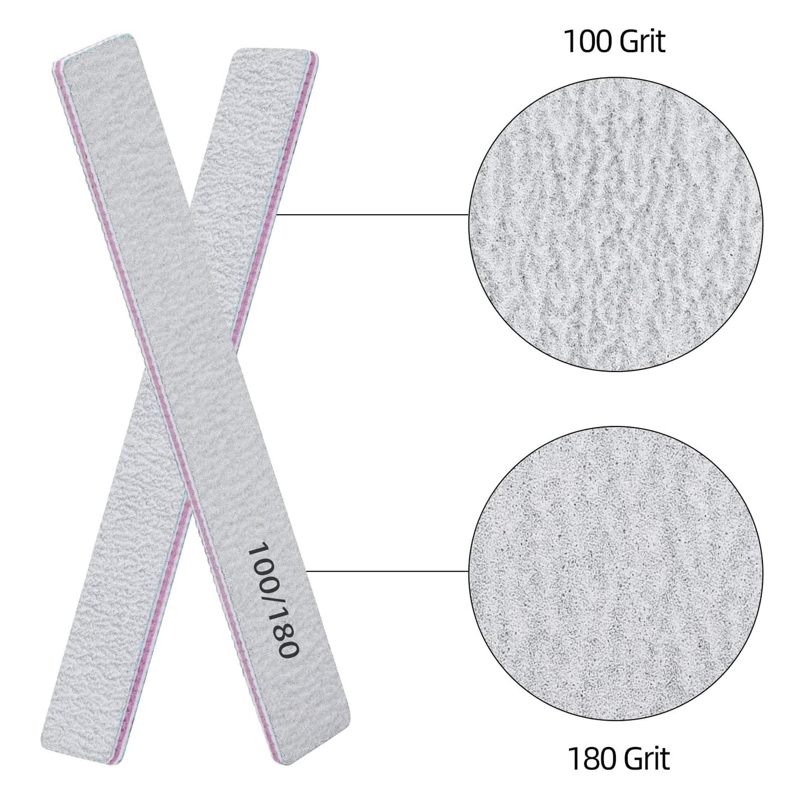 Square double-sided sandpaper nail file, professional manicure polishing tool, 100/180 grit difference design for double-sided use, suitable for gel nail polish, portable shaping tool, double-sided polishing function, manicure salon dedicated care tool