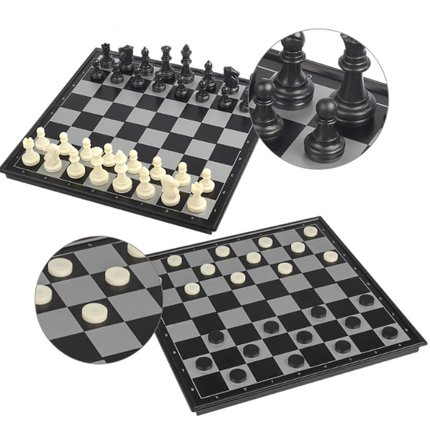 Magnetic Travel Chess Set for Kids and Adults, Portable Foldable Board Educational Toy, Mini Pocket Chess and Checkers Set, Family Game Night, Strategy Board Games