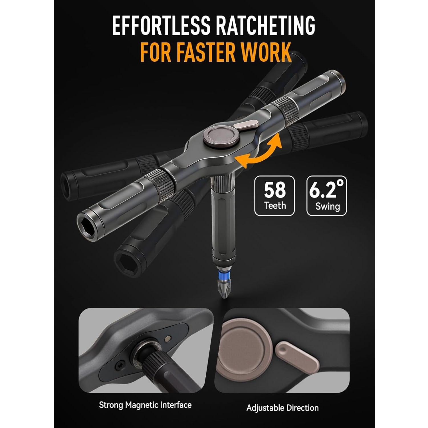68 IN 1  Ratchet  Set, T Handle Ratchet  Kits with S2 Steel Bits for  Daily Repair, Precision Electrical Appliance Repair, for Men Husband