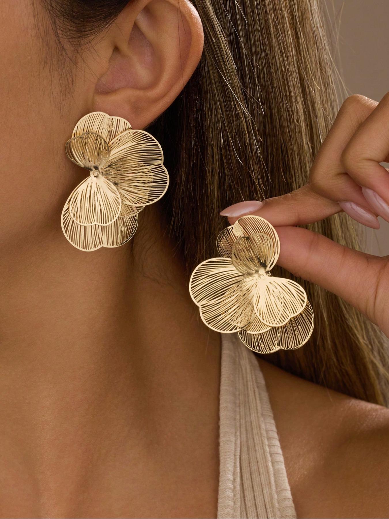 Elegant Chic Style Flower Stud Earrings, Perfect for Women's Daily Wear, Parties, Festivals, Gifts, Banquets